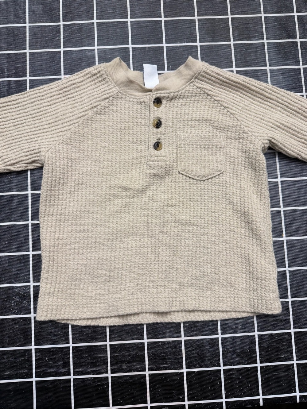 Old Navy Waffle Henley Toddler Top in Beige